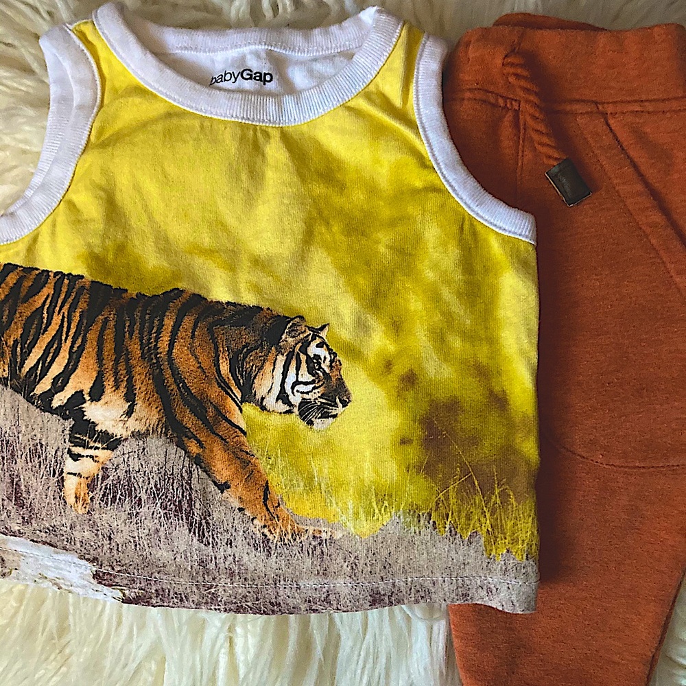 Baby Gap tank with Mini Boden pants 3-6 month EUC